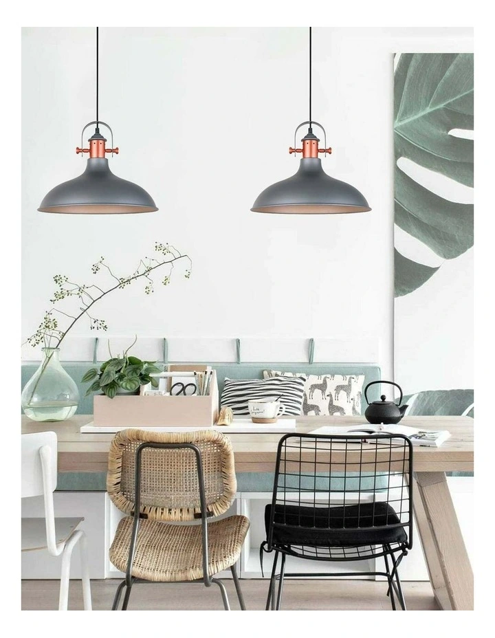 Narvik Industrial Scandinavian Dome Shape With Copper Plating Pendant Lights image 2