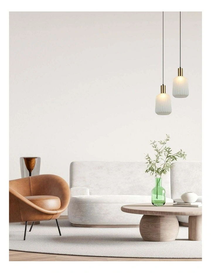 Papel Interior Pleated Opal Opaque / Translucent Jar Glass Pendant Lights image 2