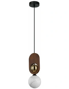 Palta Interior Sandblasted Opal Diffuser with Brass & Wood Highlight Pendant Lights