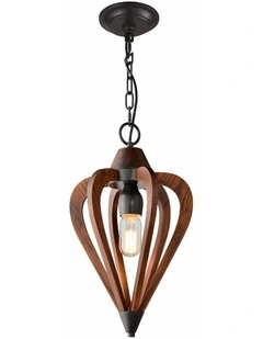 Senorita Rustic Small Tuscan Coffee Cherry / Winter Moss Wood Pendant Lights