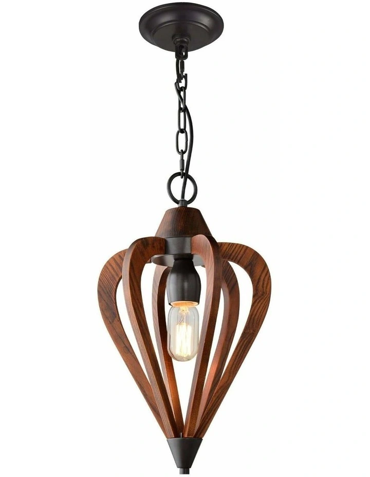 Senorita Rustic Small Tuscan Coffee Cherry / Winter Moss Wood Pendant Lights image 1