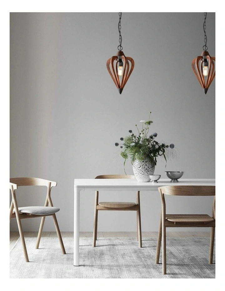 Senorita Rustic Small Tuscan Coffee Cherry / Winter Moss Wood Pendant Lights image 3
