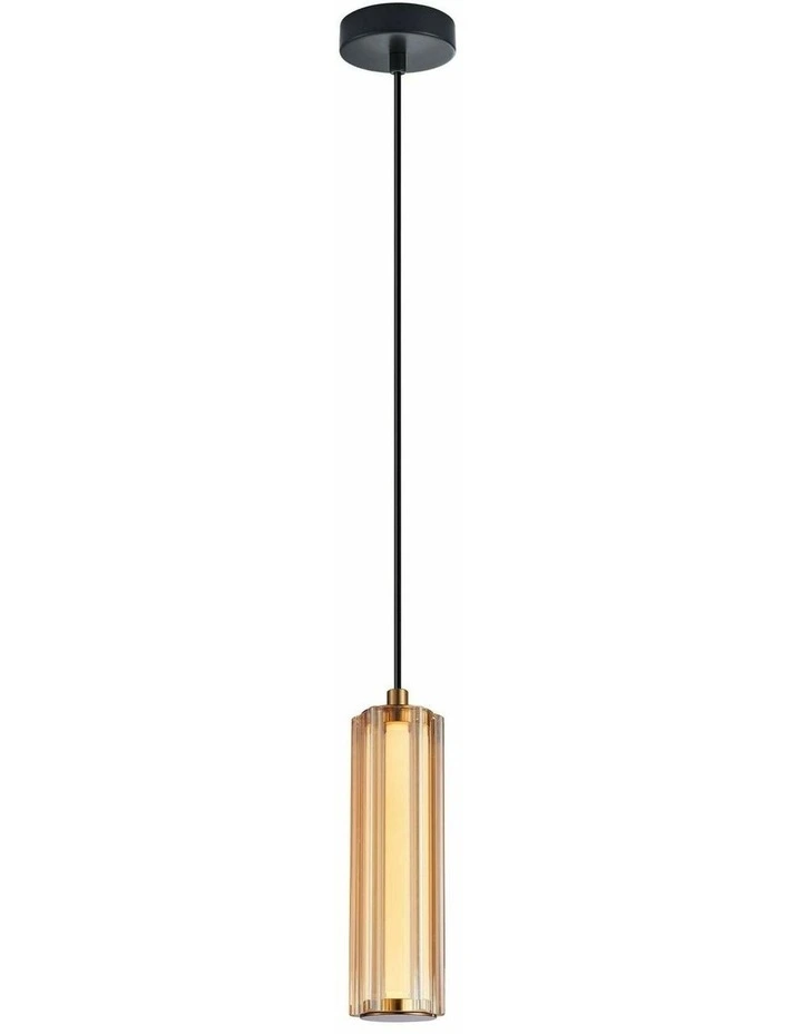 Freccia Interior LED Tri-CCT Glass with Curve Cylinder Pendant Lights image 1