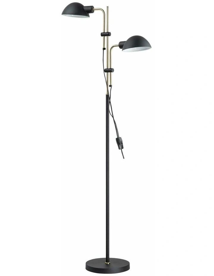 Tettu Adjustable Height Swivel Head Sand Black Floor Lamps image 1