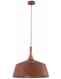 Oxido Interior Rustic Brown with Travertine Highlight Angled Dome Pendant Lights