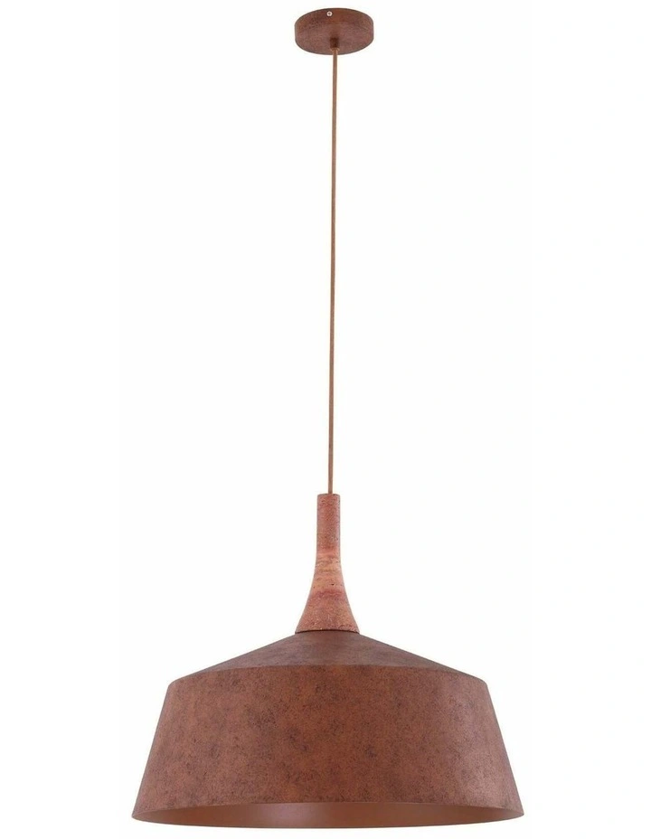 Oxido Interior Rustic Brown with Travertine Highlight Angled Dome Pendant Lights image 1