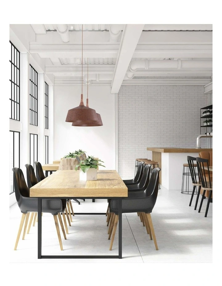 Oxido Interior Rustic Brown with Travertine Highlight Angled Dome Pendant Lights image 2