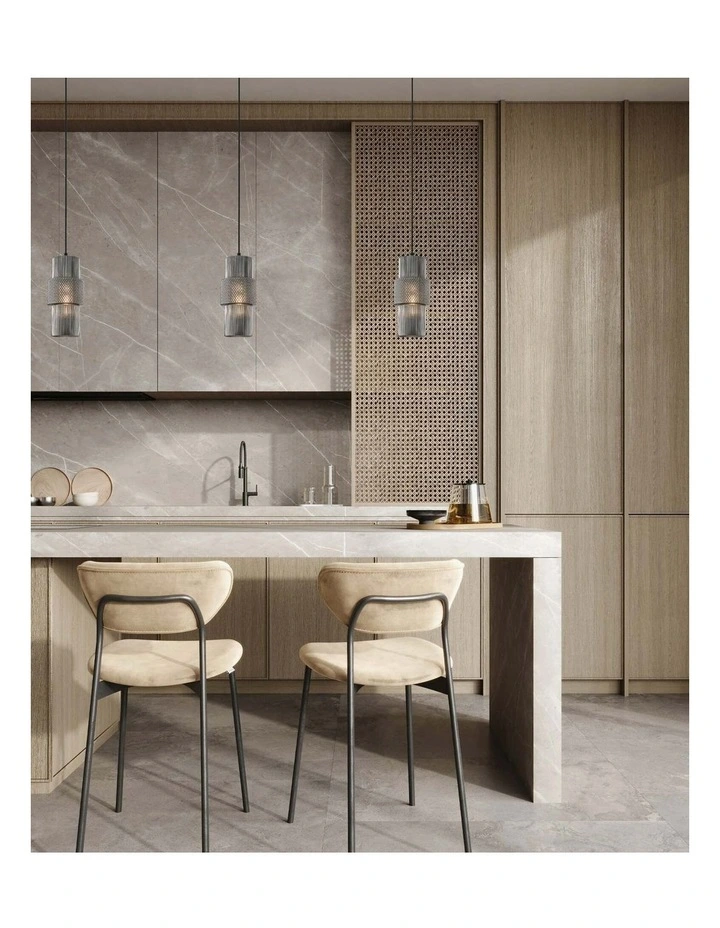 Hueca Interior Double Cylinder Ribbed with Segment Pendant Lights image 2