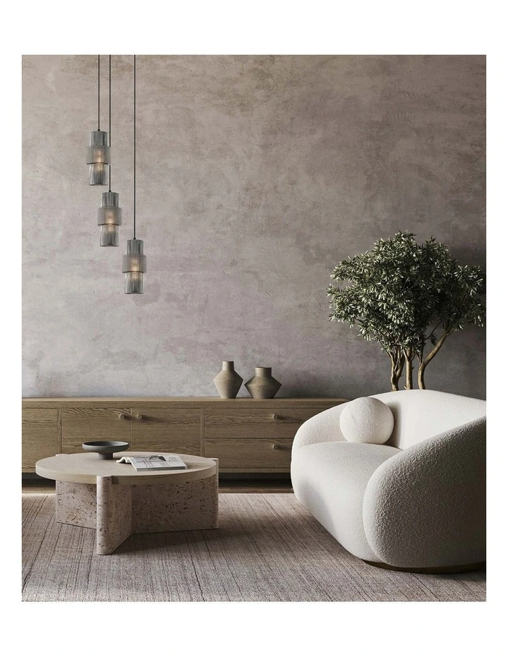 Hueca Interior Double Cylinder Ribbed with Segment Pendant Lights image 3