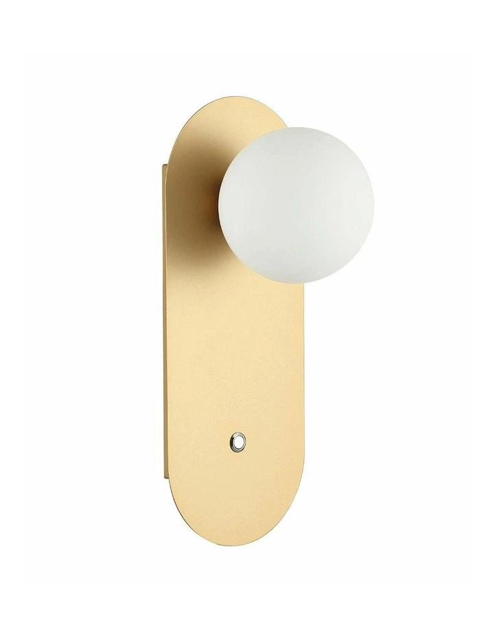 Ovalis Interior Round Opal Diffuser Oblong Base with Switch Wall Lights image 2