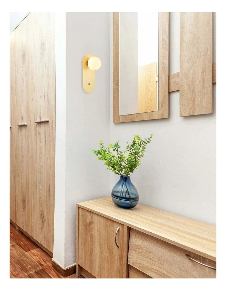 Ovalis Interior Round Opal Diffuser Oblong Base with Switch Wall Lights image 3