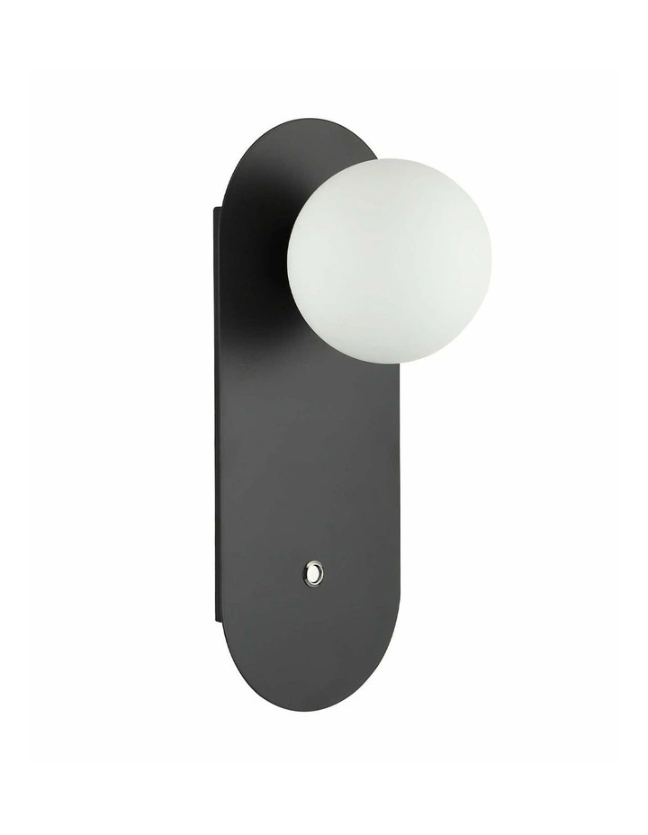 Ovalis Interior Round Opal Diffuser Oblong Base with Switch Wall Lights image 1