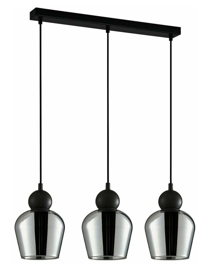 Champan Interior Bronze Amber / Mirror Finish Smokey Black Glass Ellipse Pendant Lights image 1