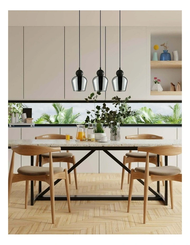 Champan Interior Bronze Amber / Mirror Finish Smokey Black Glass Ellipse Pendant Lights image 2