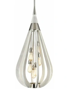 Bonito Rustic Large Taupe / Winter Moss Wood Tear Drop Pendant Light
