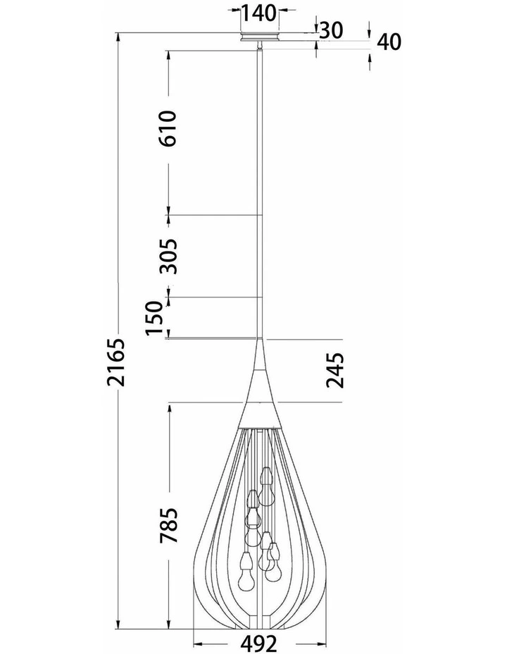 Bonito Rustic Large Taupe / Winter Moss Wood Tear Drop Pendant Light image 2