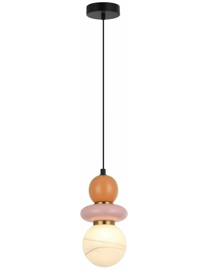 Tocado Interior Sandblasted Opal Diffuser Glass with Ceramic Bead Pendant Lights image 2