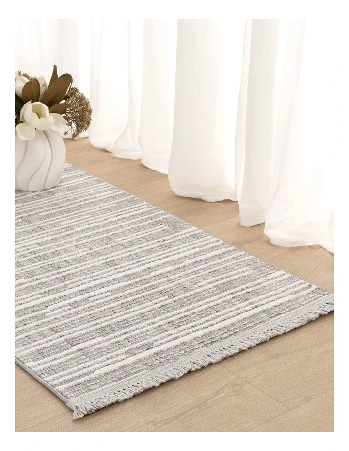 Berno Silver Ivory Loop Lines Runner - B006 image 2