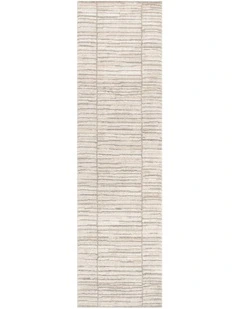 Clara Distressed Thick Lines Beige Grey Runner - C107