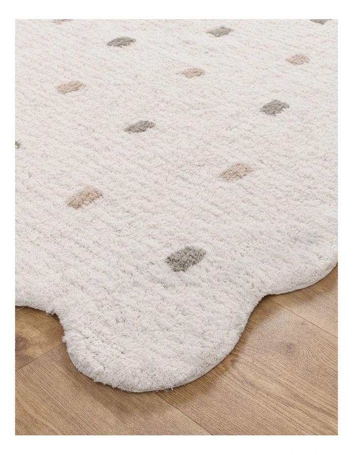 Mellow Round Scalloped Kids Rug White & Multi image 2