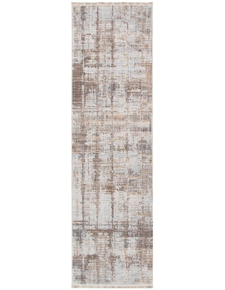 Cherie Distressed Look Watercolour Beige Grey Runner - CH08 image 1