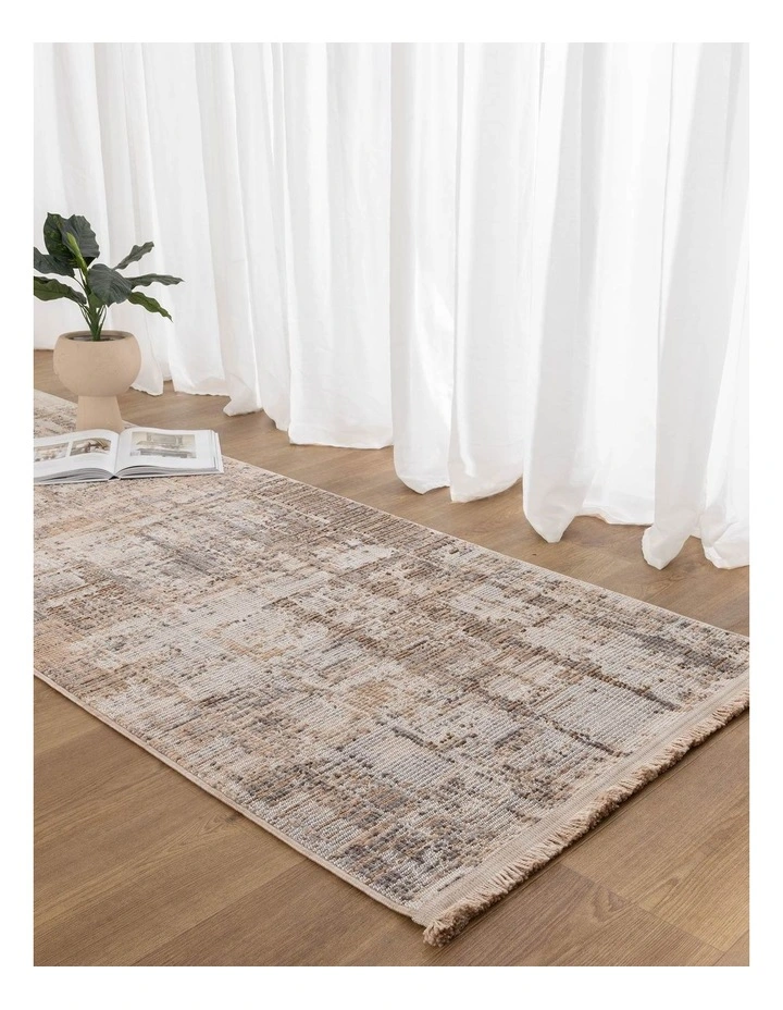 Cherie Distressed Look Watercolour Beige Grey Runner - CH08 image 4