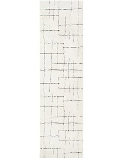 Mila Abstract Lines Black Cream Runner - MIL9