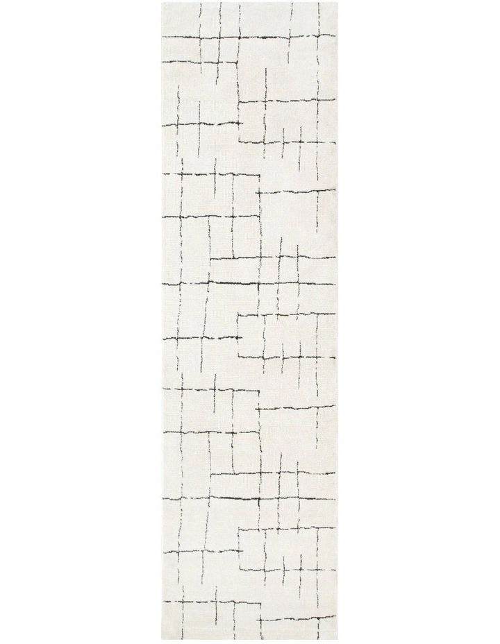 Mila Abstract Lines Black Cream Runner - MIL9 image 1