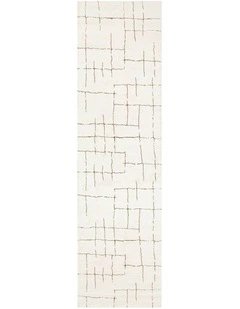 Mila Abstract Lines Brown Cream Runner - MIL10