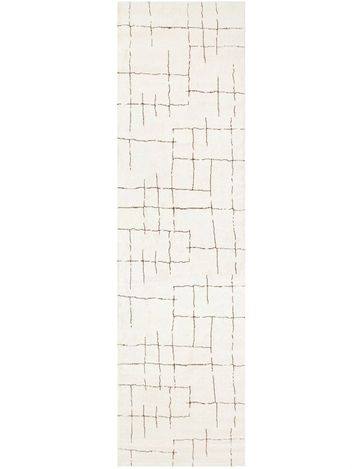 Mila Abstract Lines Brown Cream Runner - MIL10 image 1
