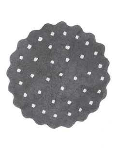 Mellow Round Scalloped Kids Rug Grey