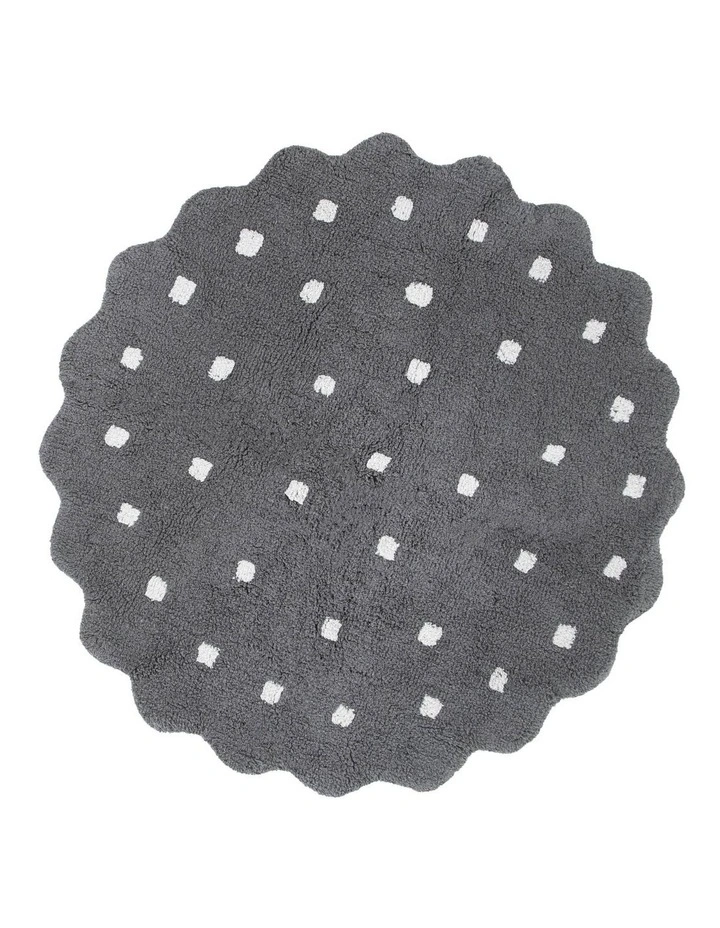 Mellow Round Scalloped Kids Rug Grey image 1
