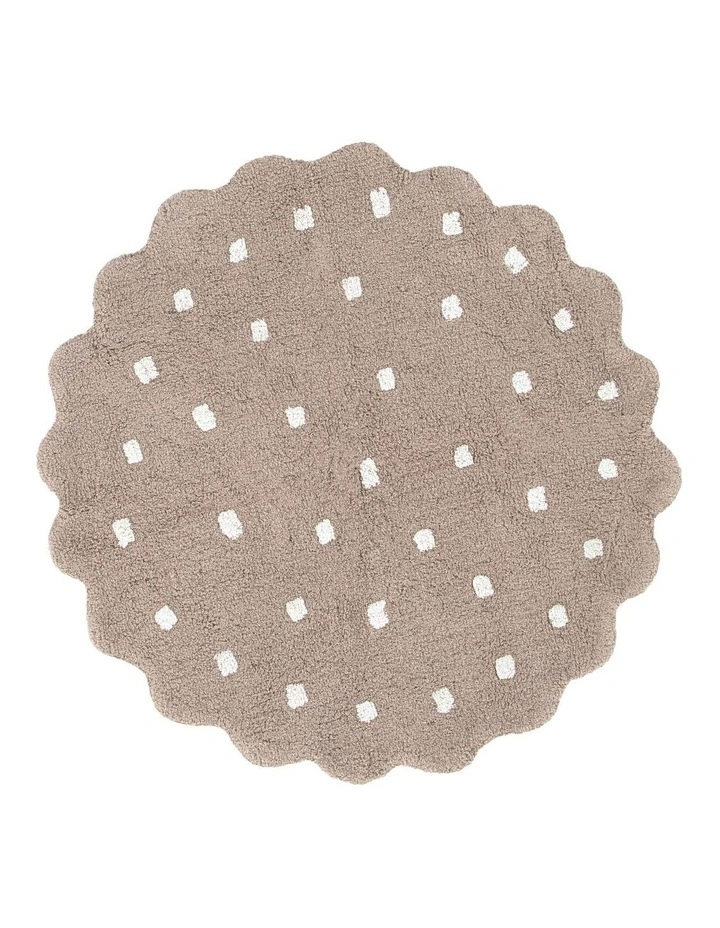 Mellow Round Scalloped Kids Rug Mushroom Beige image 1
