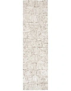 Mila Geometric Squares Cream Brown Runner - MIL8