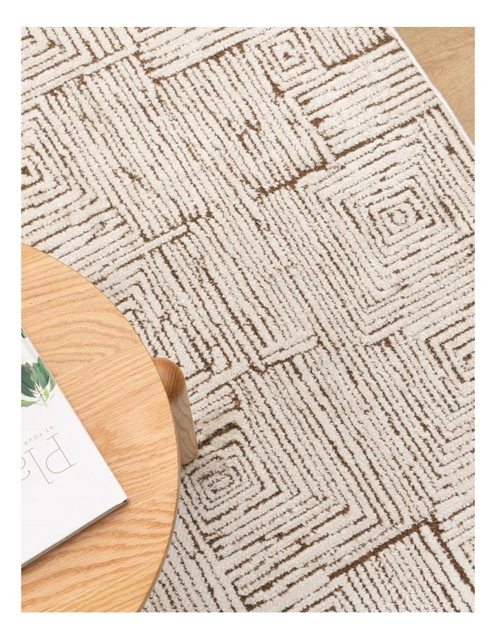 Mila Geometric Squares Cream Brown Runner - MIL8 image 4