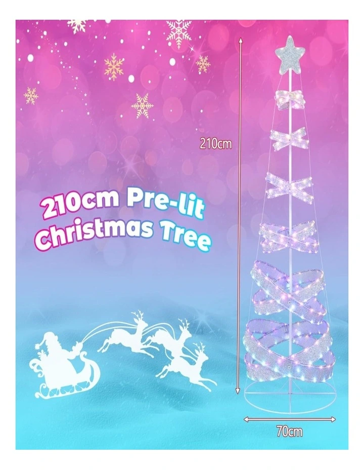 210cm Spiral Outdoor Christmas Tree with 341 LED Lights image 2