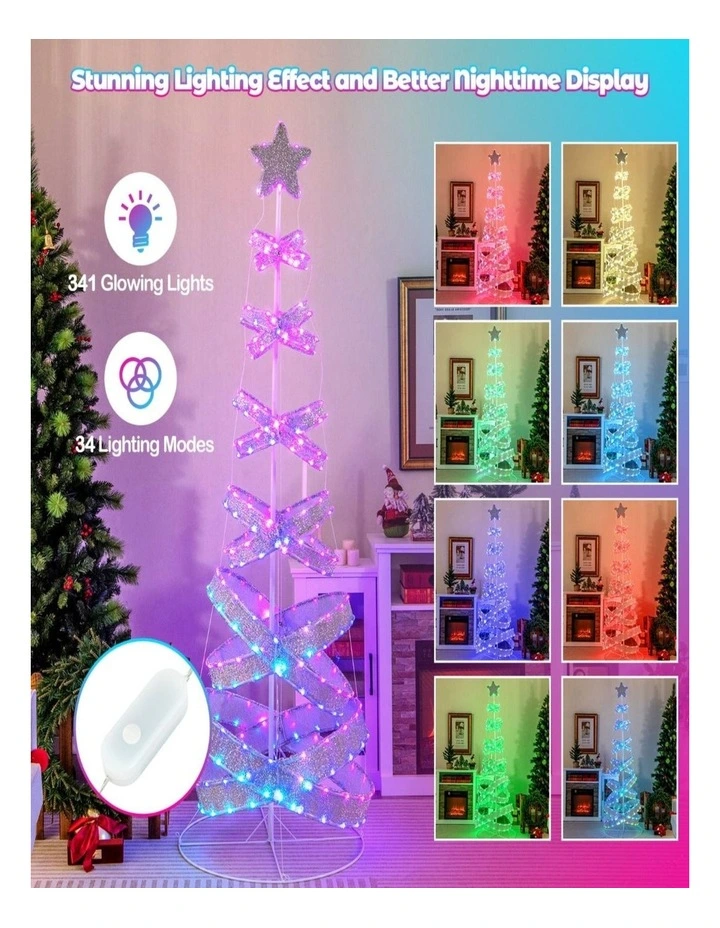 210cm Spiral Outdoor Christmas Tree with 341 LED Lights image 7