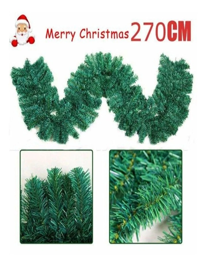 9ft Green Christmas Garland with LED Lights Stair & Fireplace Decor image 2