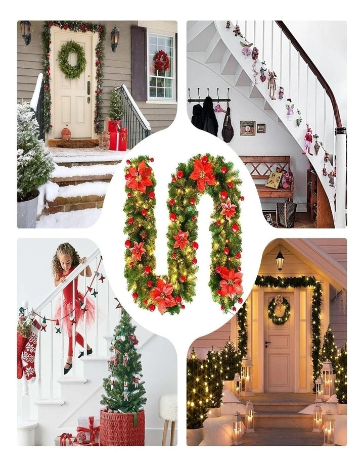 9ft Artificial Christmas Tree Garland Festive Xmas Decoration image 3