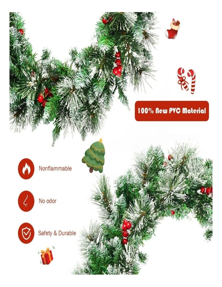 60cm Snow-Covered Christmas Wreath with 50 LED Lights Festive Decor image 3