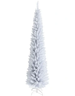 2.1m White Pencil Artificial Christmas Tree  Slim Xmas Home Decoration