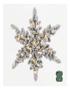 60cm Snow Flocked Christmas Wreath with LED Lights  Festive Door Decor