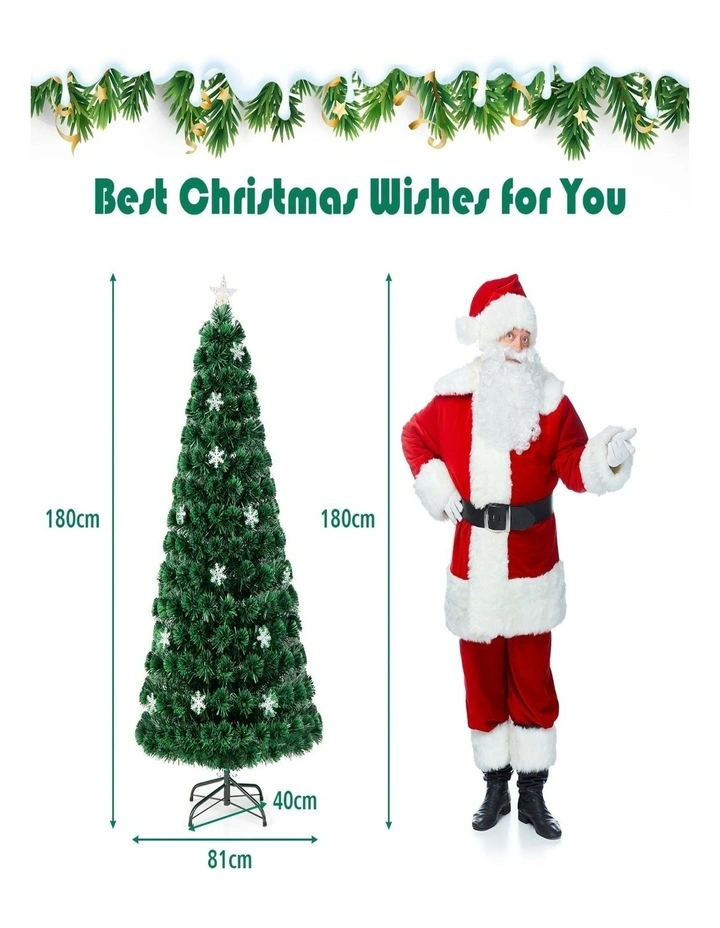 180cm Pre-Lit Artificial Christmas Tree with Fiber Optic Lights & Stand image 5