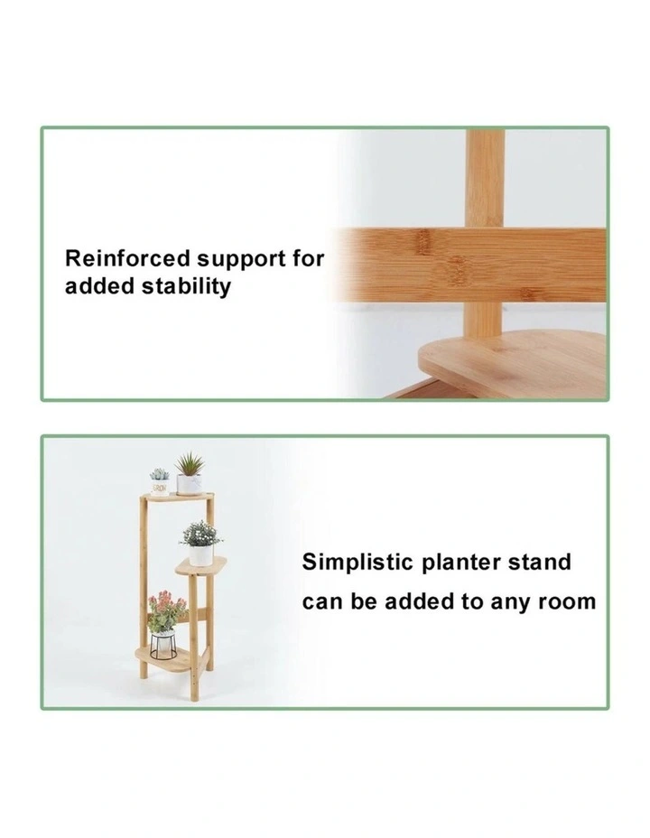 3-Tier Bamboo Plant Stand & Bonsai Display Rack Indoor Outdoor Flower Pot Holder image 2