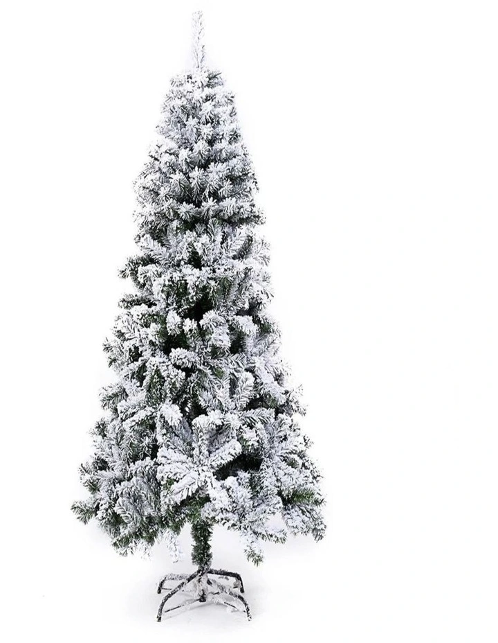 6ft Snow Flocked Pencil Christmas Tree 1.8m with Berries & Flowers image 1