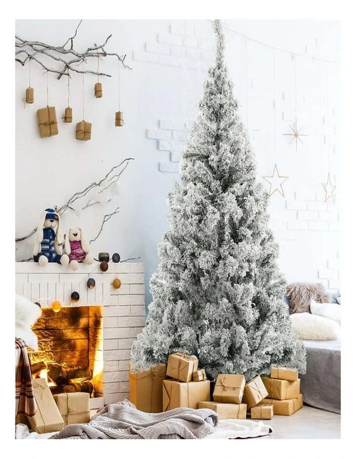 6ft Snow Flocked Pencil Christmas Tree 1.8m with Berries & Flowers image 4