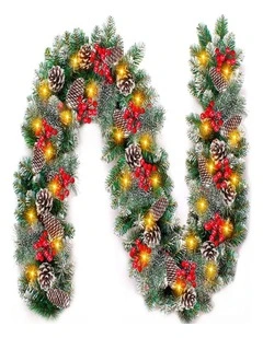 Artificial Christmas Garland with LED Lights  Festive Wreath Decor