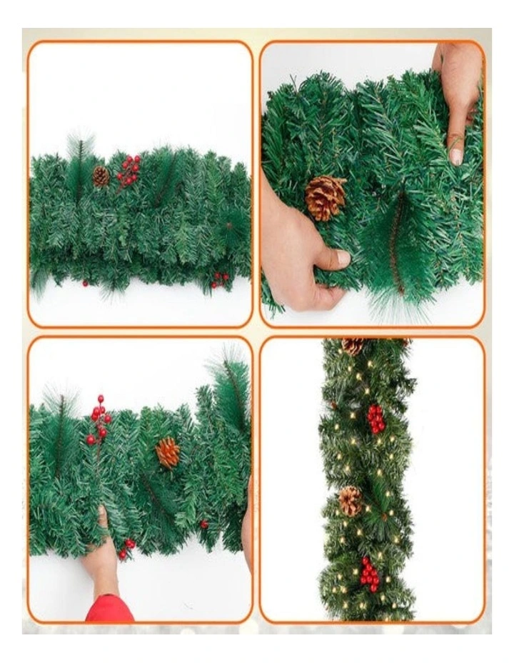 Artificial Christmas Garland with LED Lights Festive Wreath Decor image 6