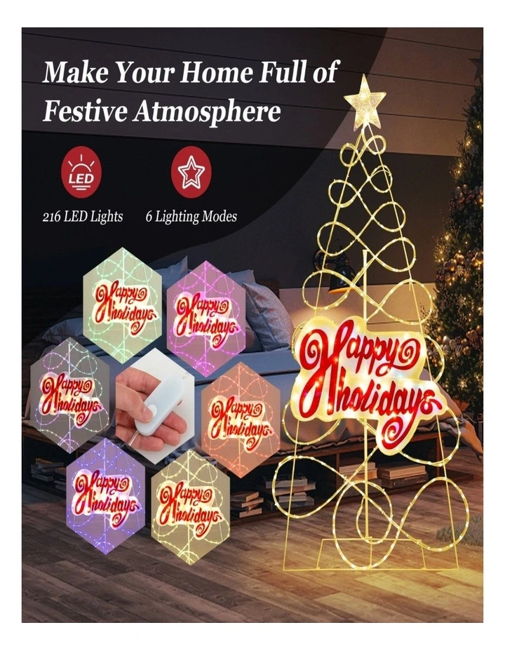 170cm Colourful Outdoor Christmas Tree with 216 LED Lights image 6