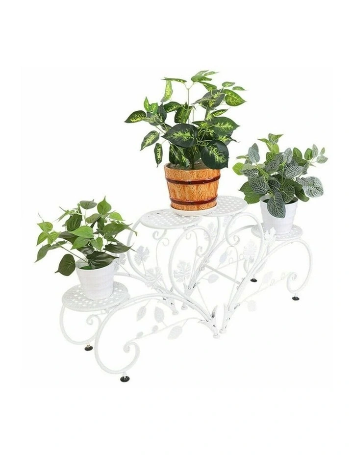 2-Piece 4-Tier Metal Plant Stand Set Flower Pot Holder for Indoor Outdoor Garden image 1